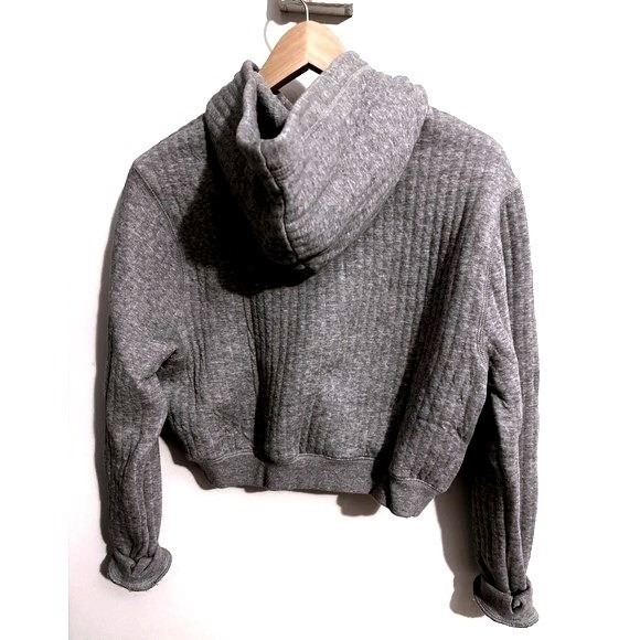 NWT Offline by Aerie Coffee Run Cropped Hoodie Quilted‎ Gray XS - Picture 7 of 13